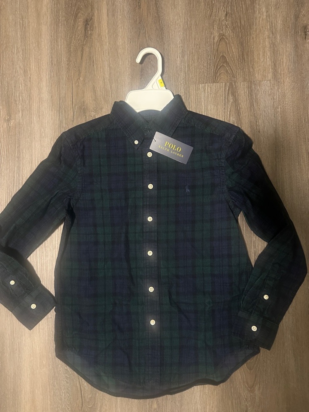 Polo Boys Button-Down Plaid Shirt - Navy & Green size 10-12